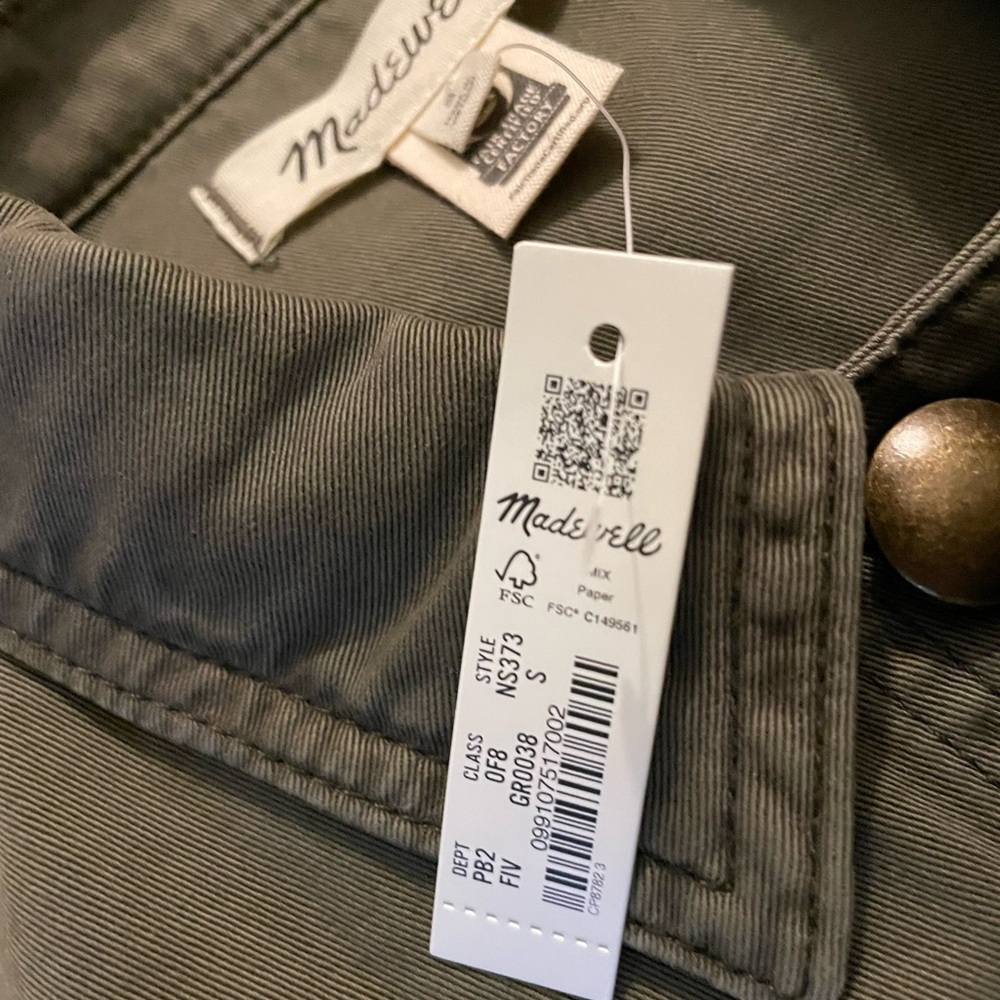 🔥Madewell Olive Green Women's Belted Jacket. Measurements in pictures. NWT - Picture 2 of 12